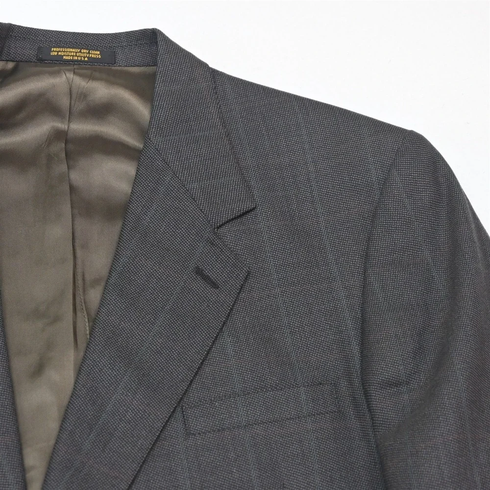 Vtg USA Made 48R 40x32 Brown Birdseye Windowpane Wool Mens Jacket Pants Suit
